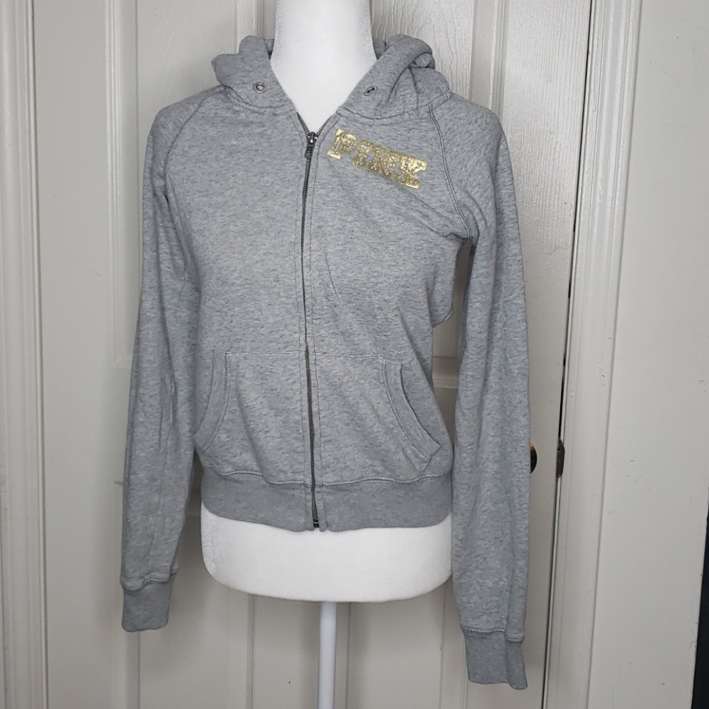 PINK Victoria's Secret Gray Hoodie Medium - Picture 1 of 8